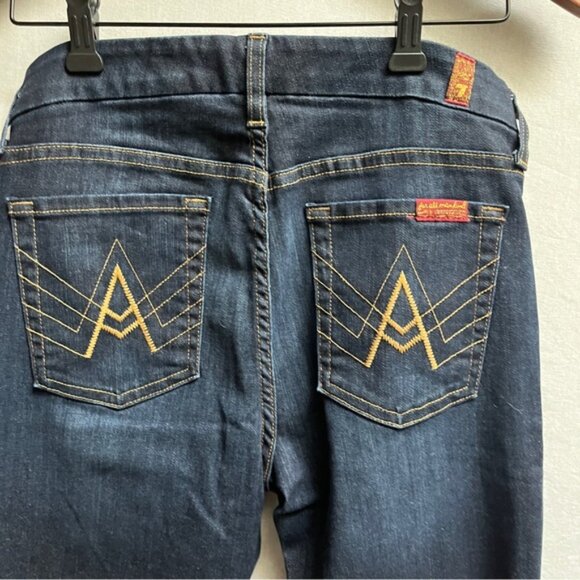 7 For All Mankind ‘A’ pocket Dark Blue Flare Bootcut Jeans Sz 28 - Picture 5 of 16